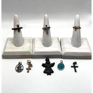 Religious Jewelry Pieces - 8 Piece Untested - 3 Rings and 6 Pendants/Charms